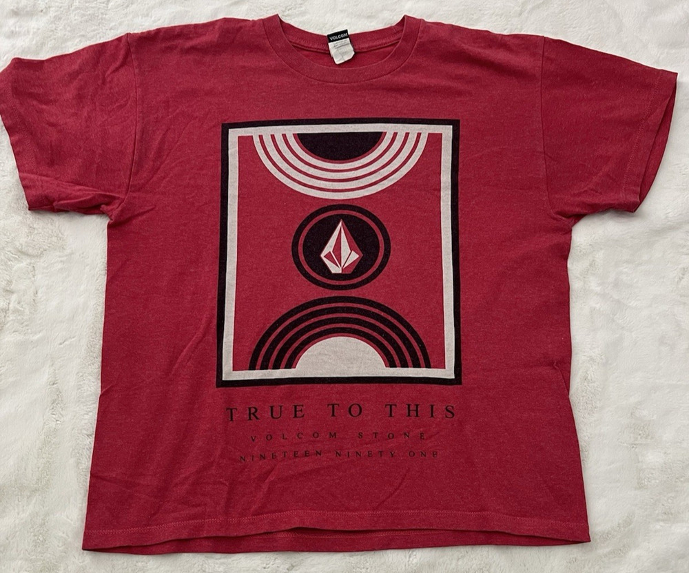 Volcom True To This Graphic T Shirt Youth Large Red Short Sleeve Skate Tee
